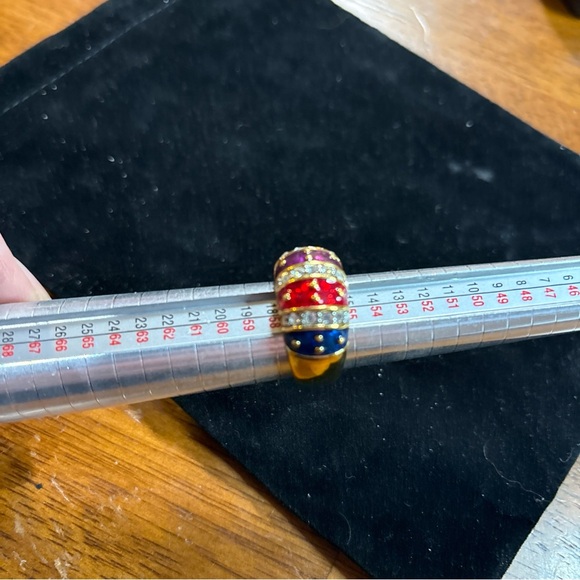 178 Joan Rivers Red, Blue, Green&Purple Enamel Rhinestone Gold Tone Dome  7.75 - Picture 8 of 10